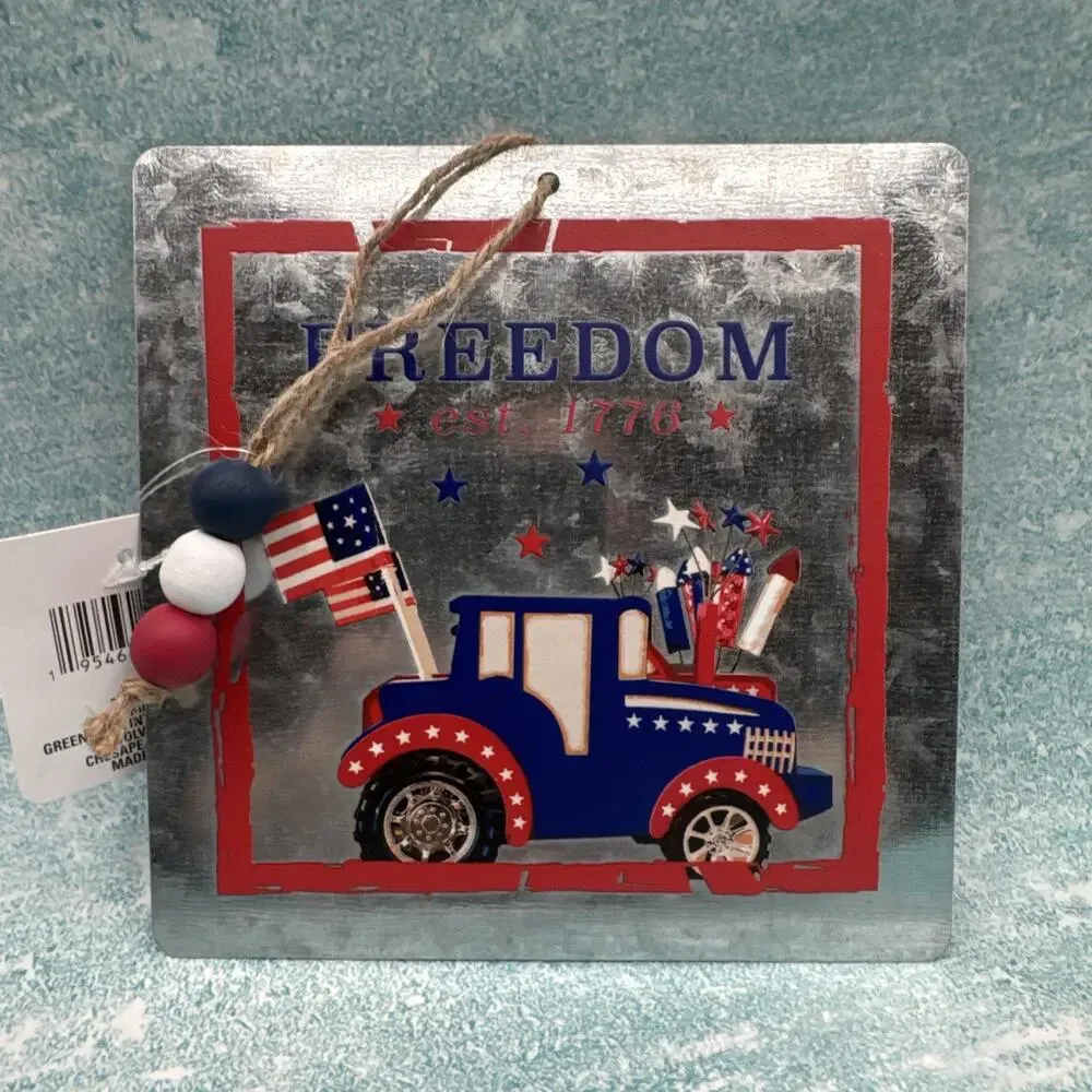 4TH OF JULY, PATRIOTIC, USA Hanging Sign Red, White, Blue SHIPS FREE